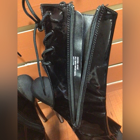 Adore Black Patent Heeled Boots - Picture 11 of 12